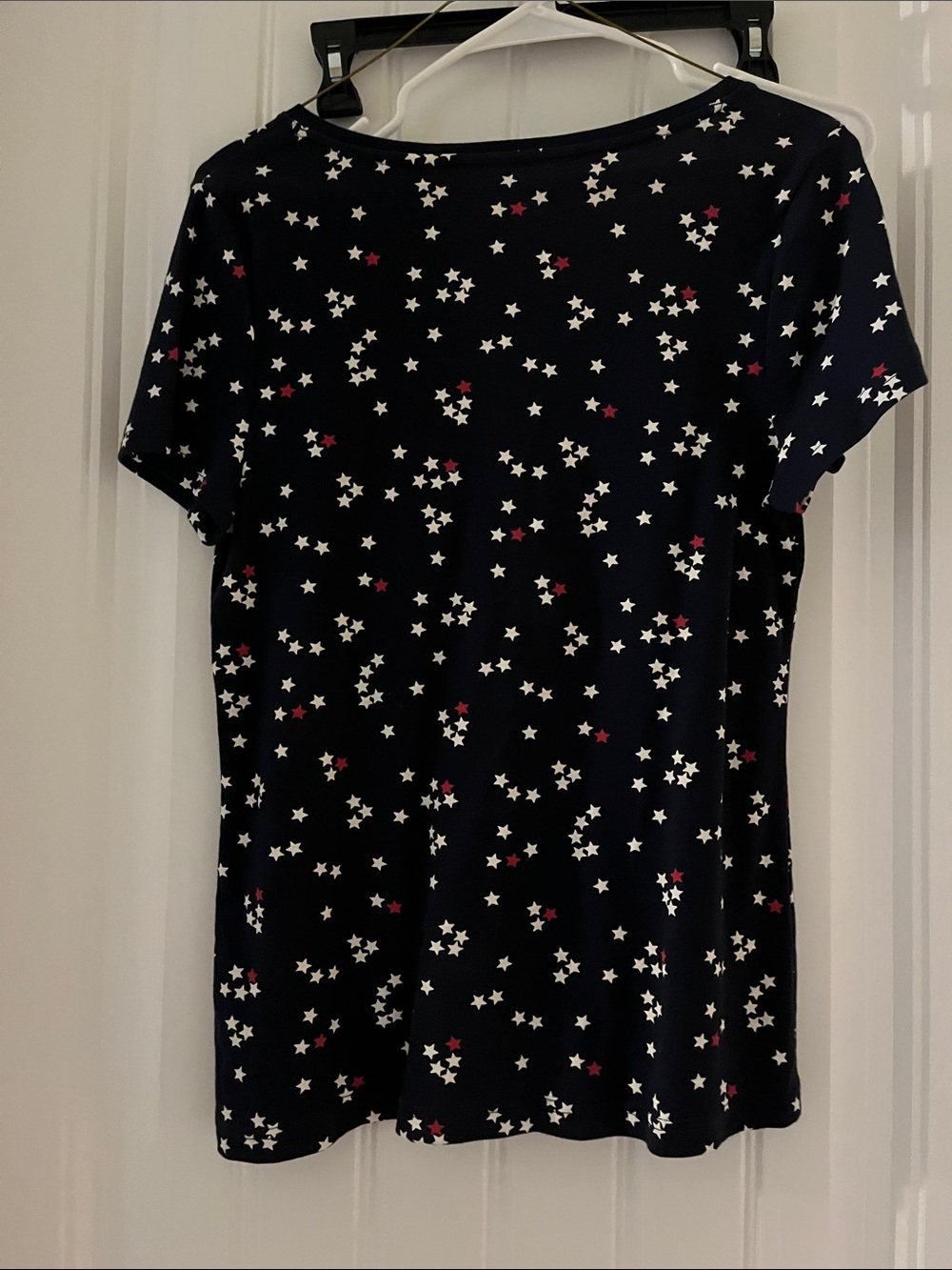 Croft & Barrow Navy Star-Print Short Sleeve Tee with Button Placket - Picture 4 of 6